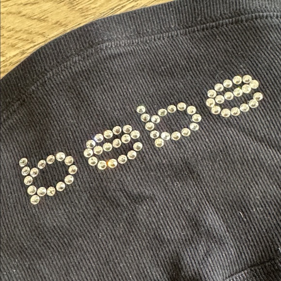 Bebe Black Strapless Top with Rhinestone Logo - Picture 3 of 9